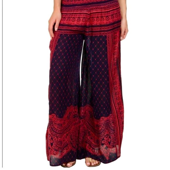 Free People Sahara Smocked Wide Leg Palazzo Pant Size L (Orig. $128) - Picture 1 of 6